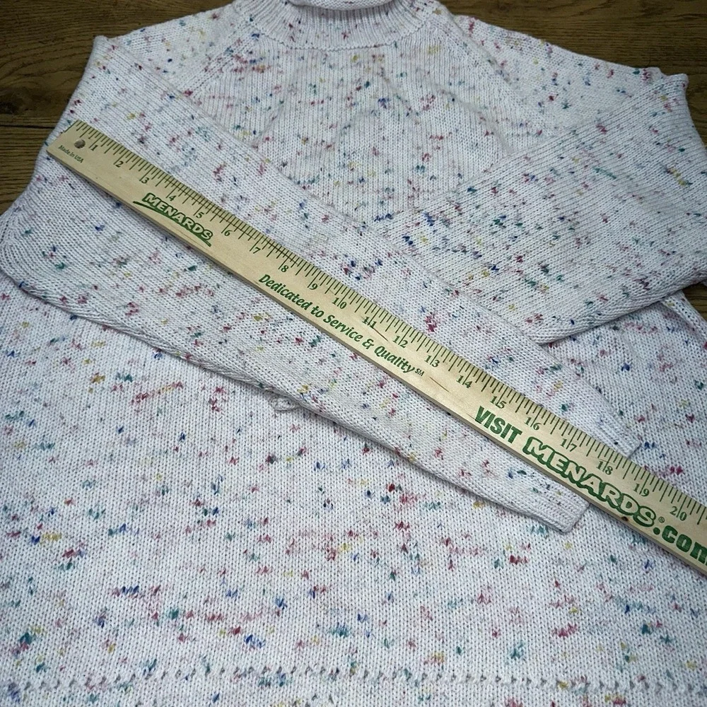 Vintage 80's Stephano International White Speckled Sweater Rolled Neck Women's L - Picture 7 of 8
